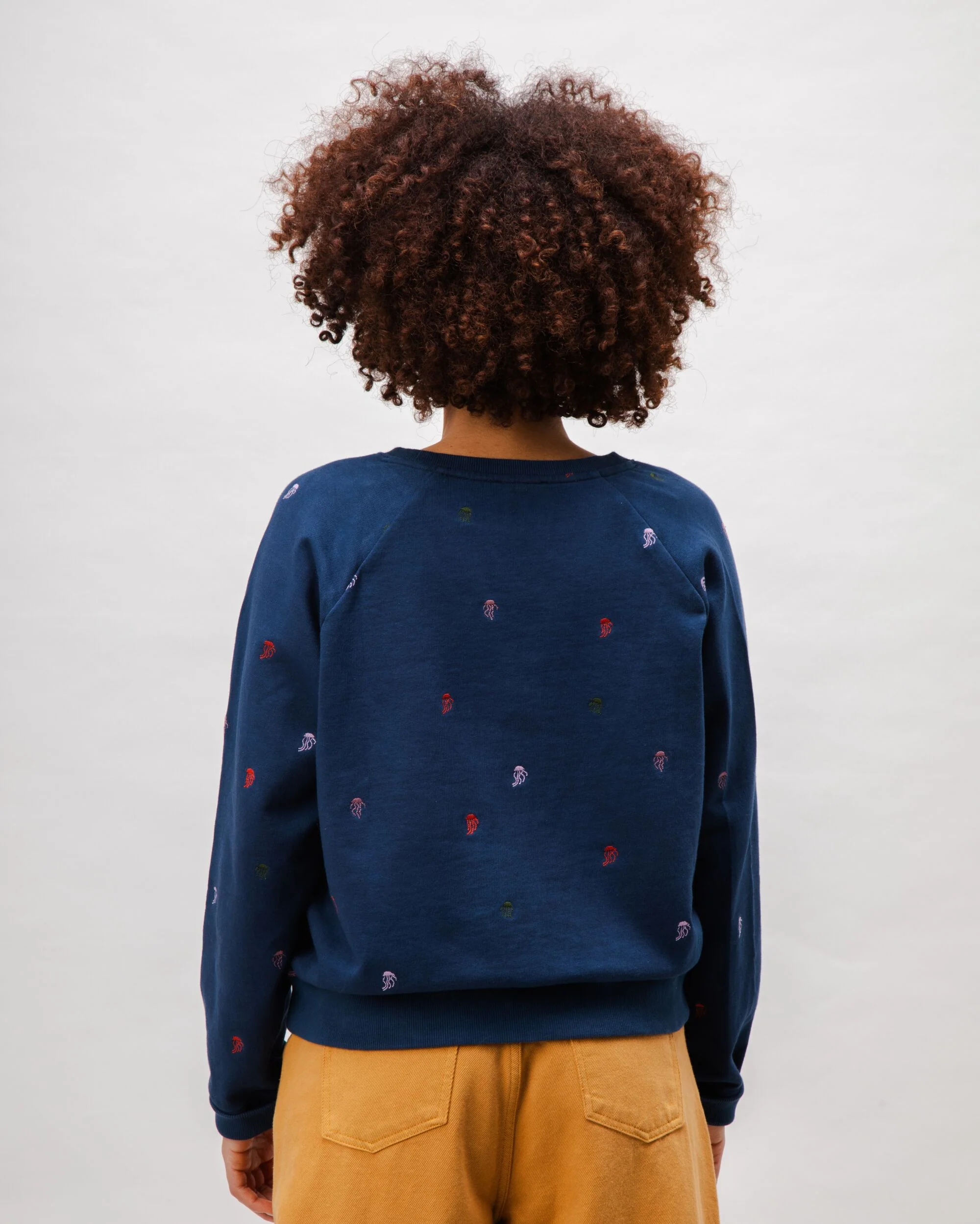 Jellyfish Raglan Cotton Sweatshirt Navy - Image 5