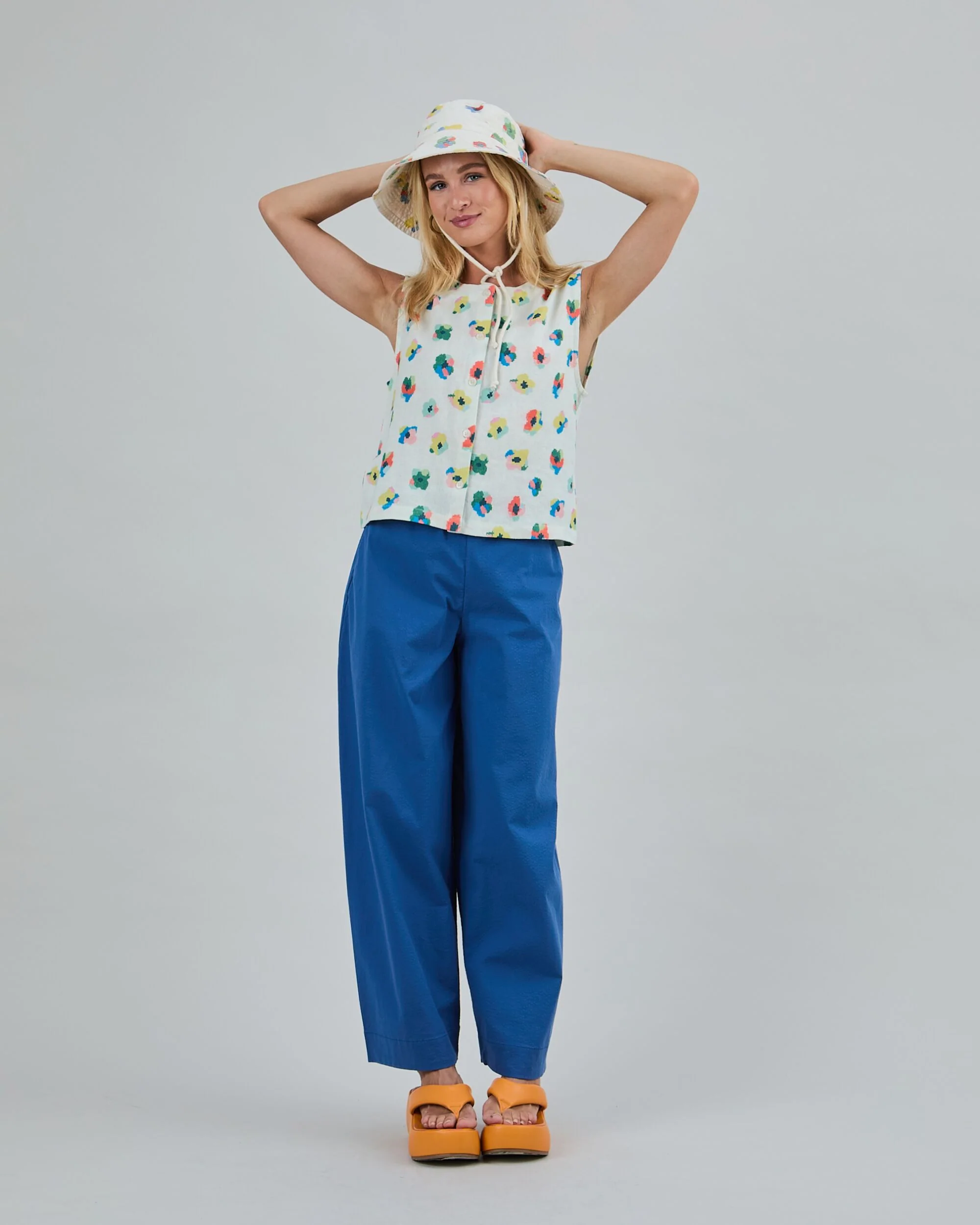 Mini Flower Button Up Blouse Ecru - Image 3