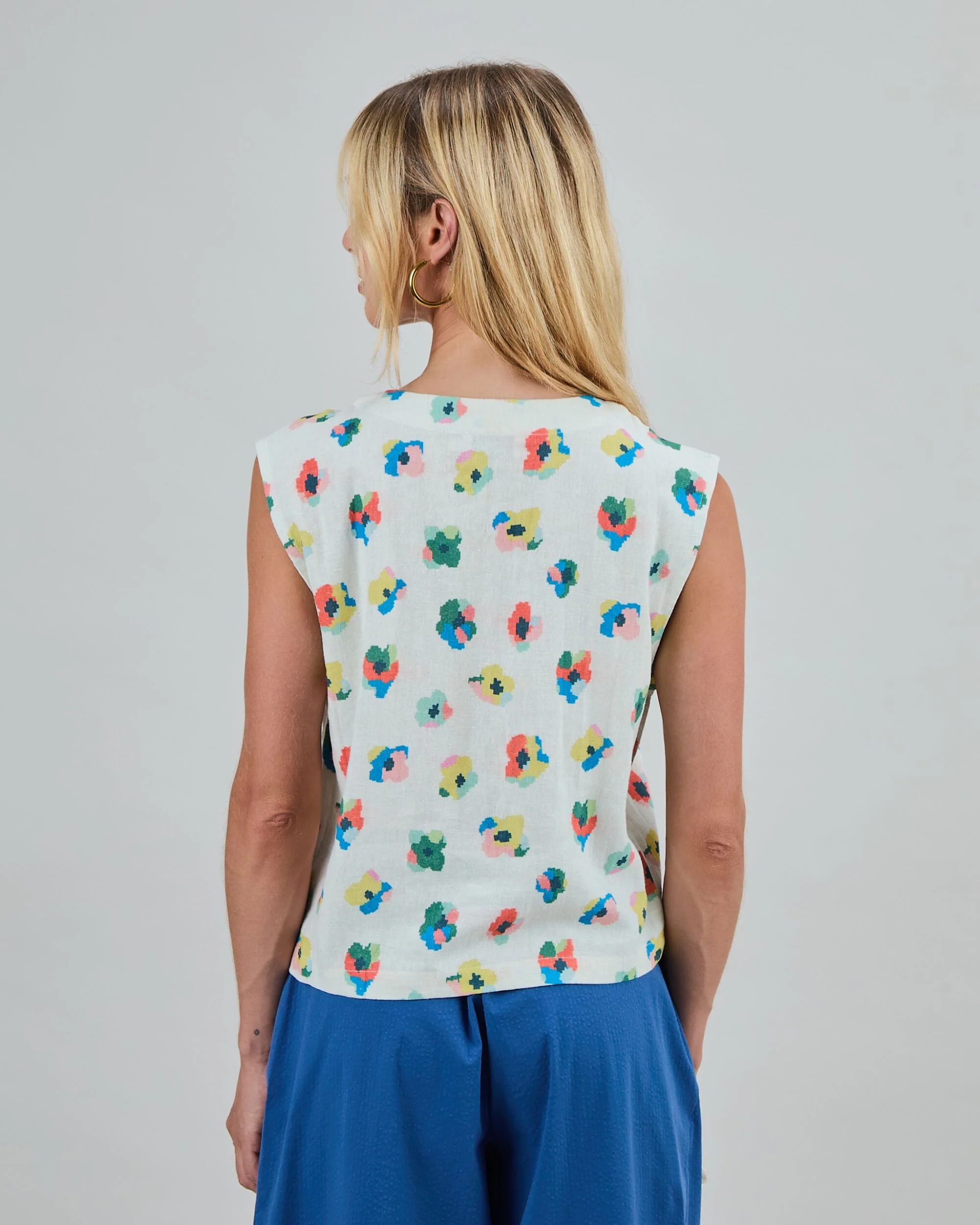 Mini Flower Button Up Blouse Ecru - Image 5