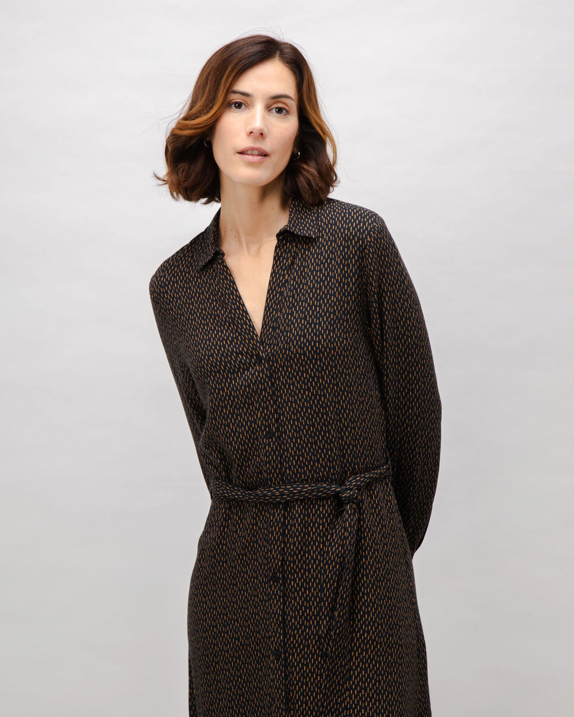 Mist V-Neck Viscose Dress Black - Image 2
