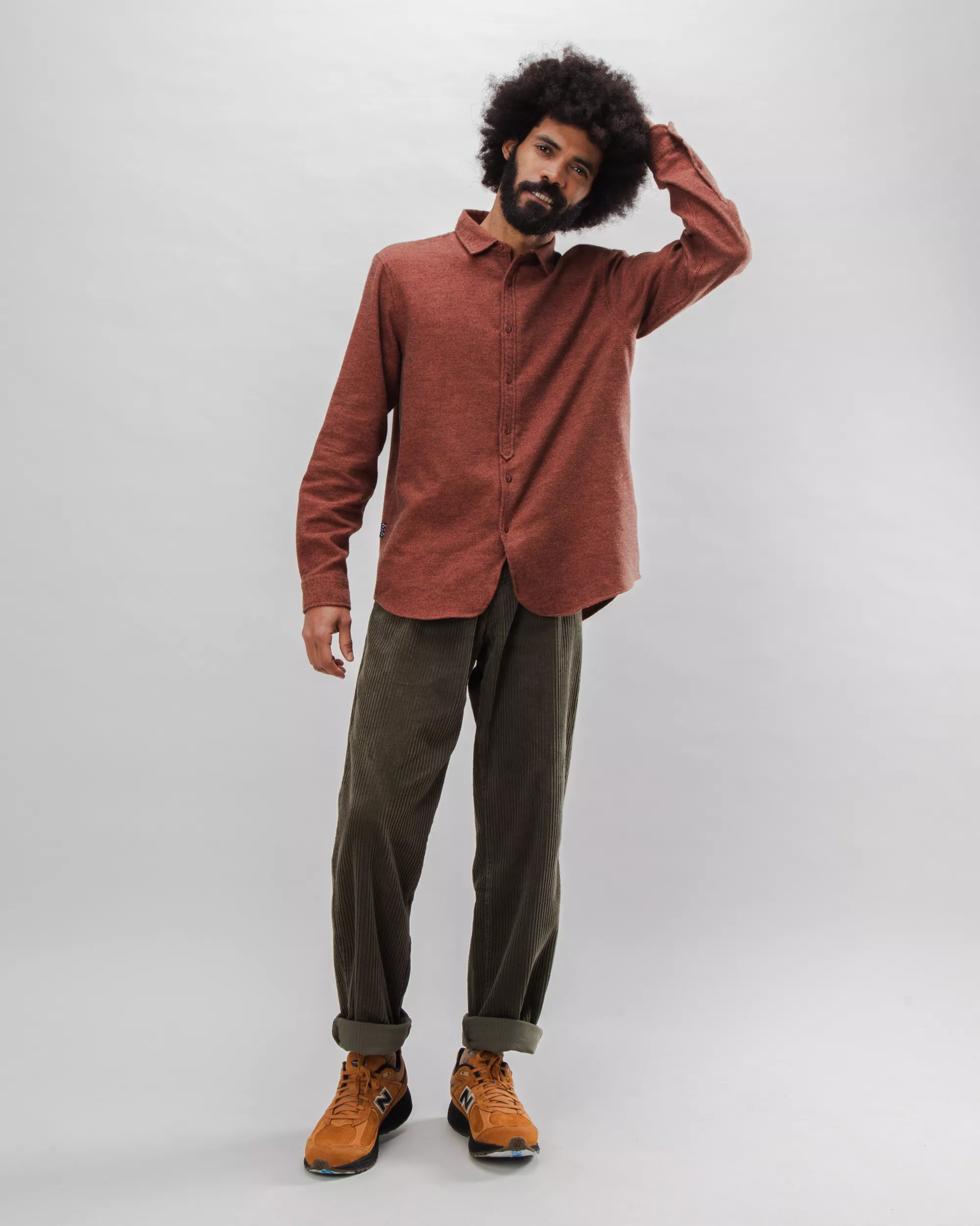 Mouline Flannel Overshirt Orange - Image 3
