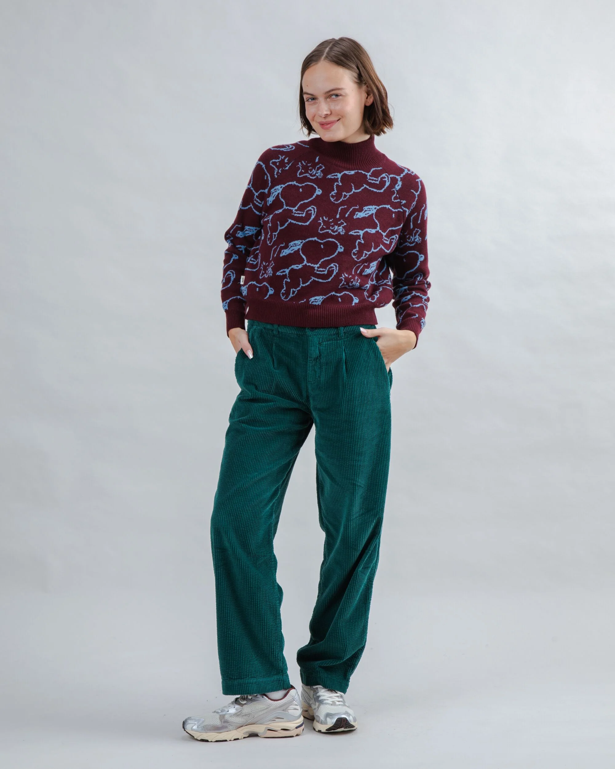 Peanuts Cropped Sweater Jacquard Chocolate - Image 3