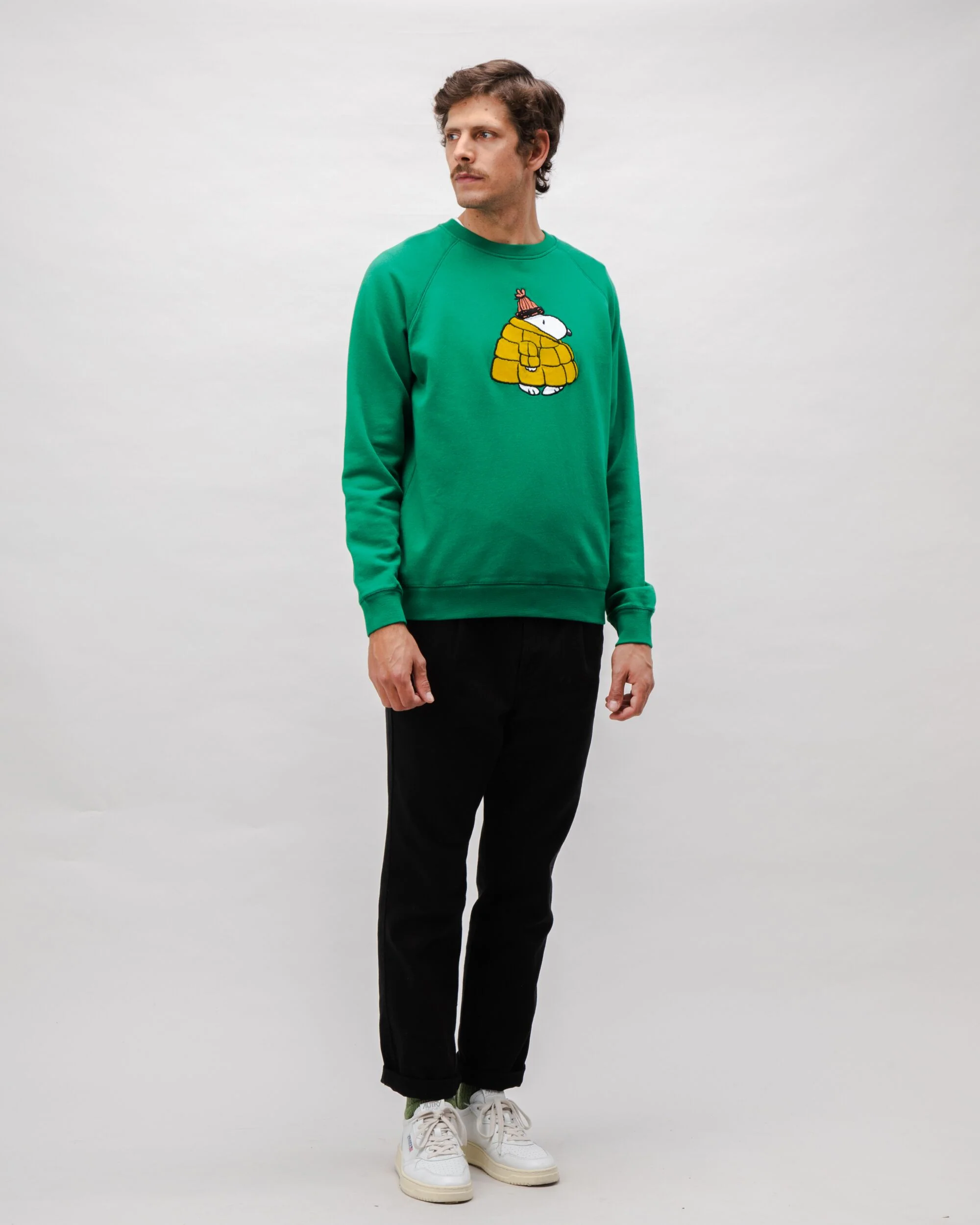 Peanuts Snow Cotton Sweatshirt Green - Image 3