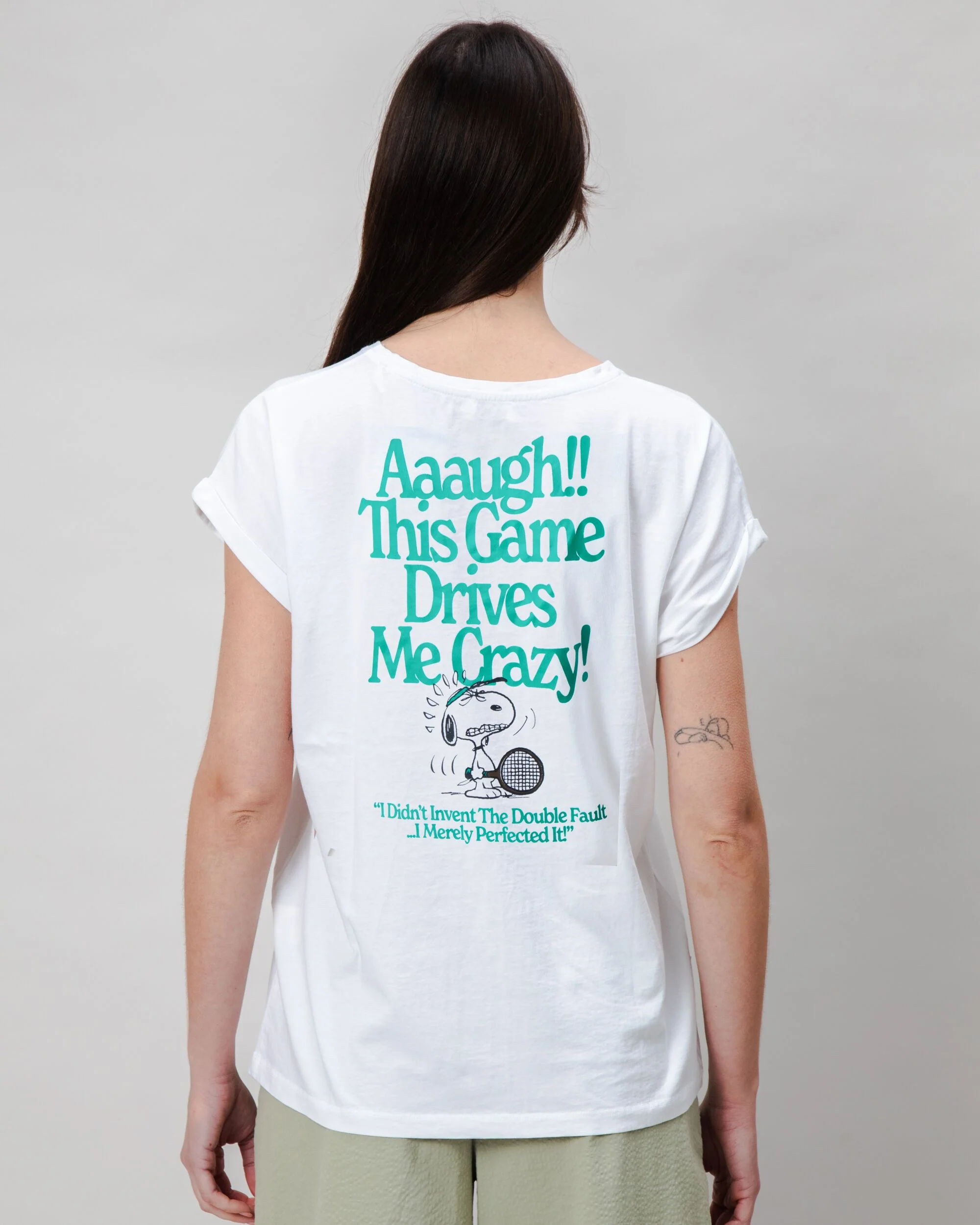 Peanuts Tennis Double Fault Snoopy Scoop Tee White - Image 4
