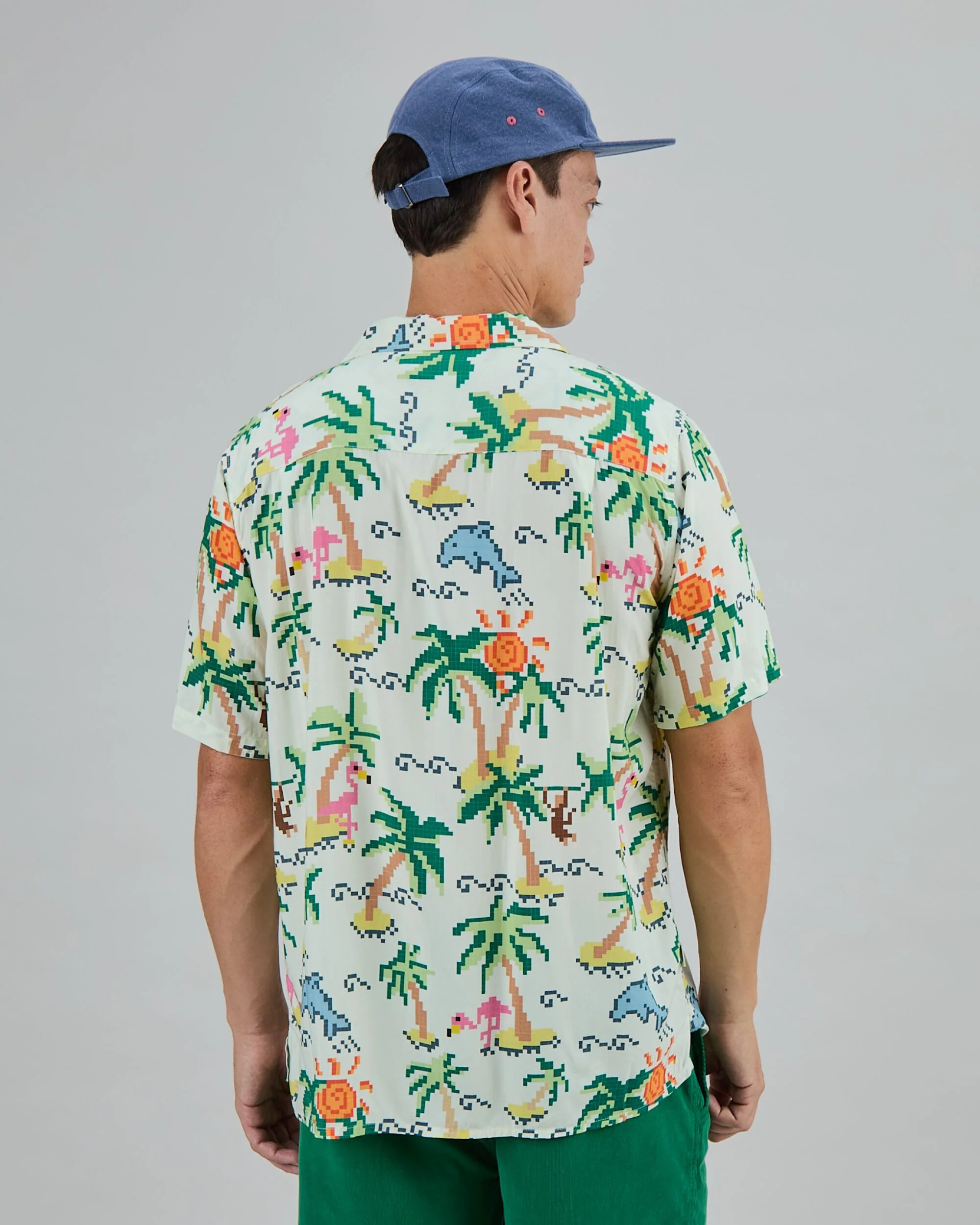 Tropical Pixel Aloha Shirt Ecru - Image 5