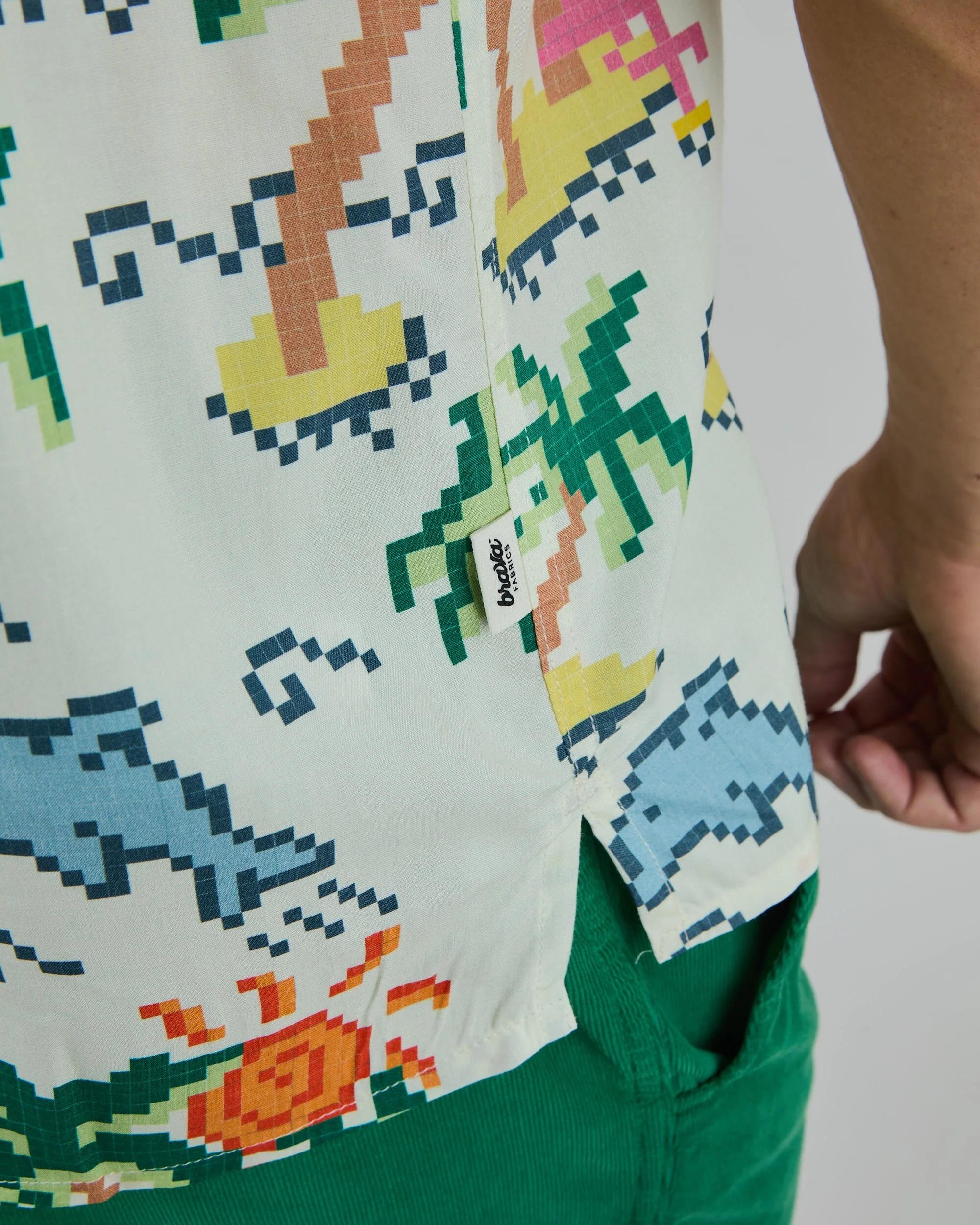 Tropical Pixel Aloha Shirt Ecru - Image 6