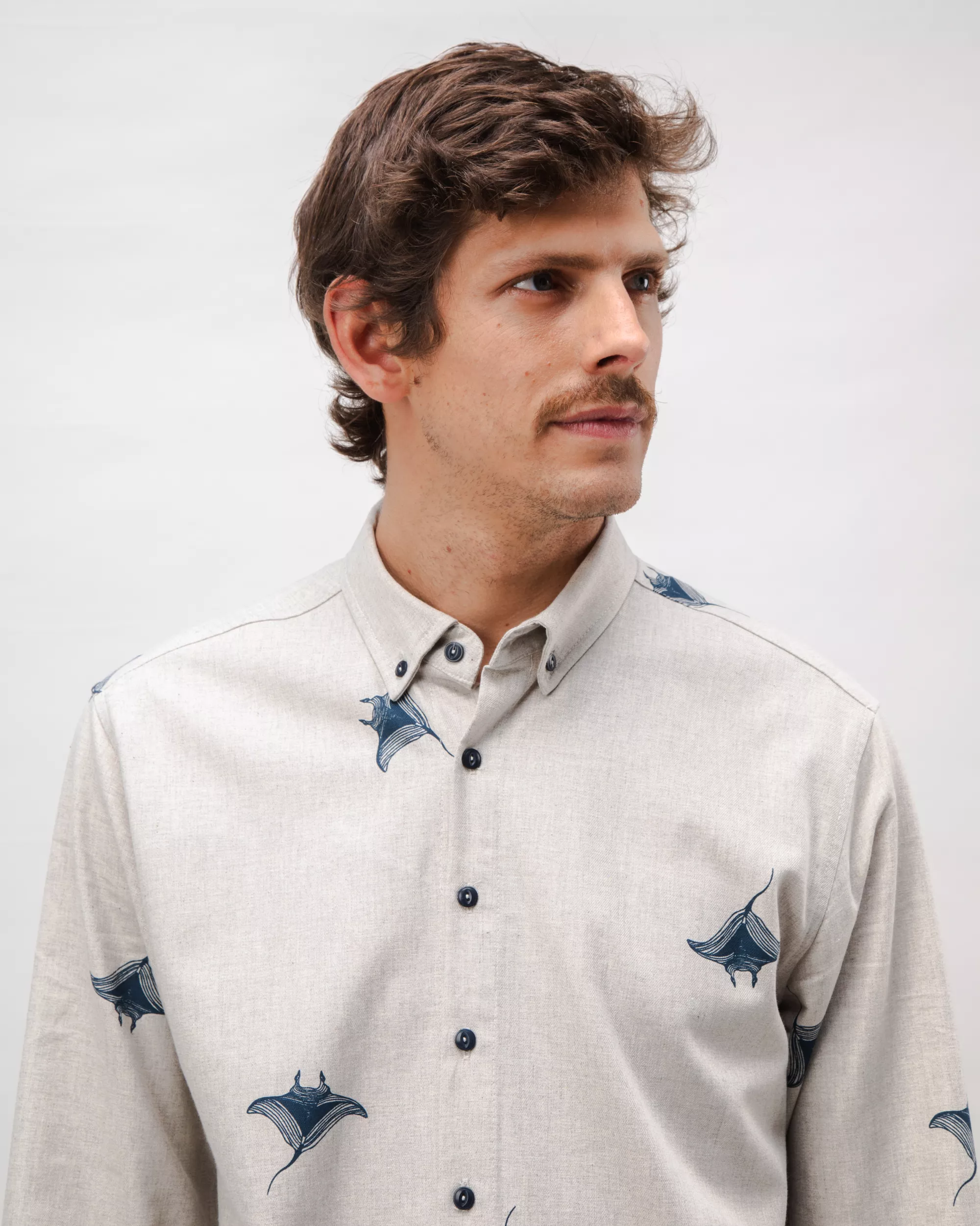 Manta Ray Flannel Shirt Grey - Image 4