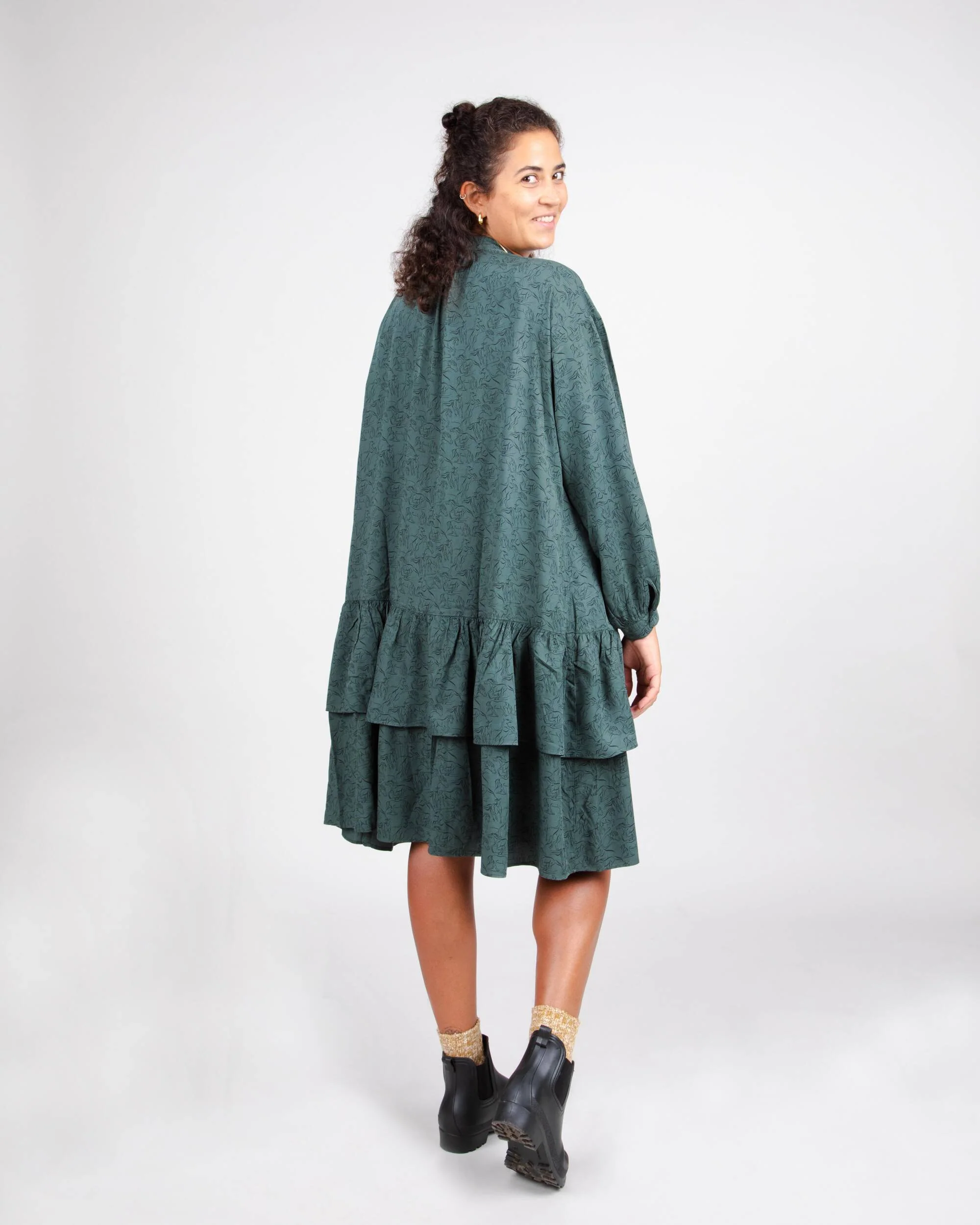Riding Boho Dress Dark Green - Image 4