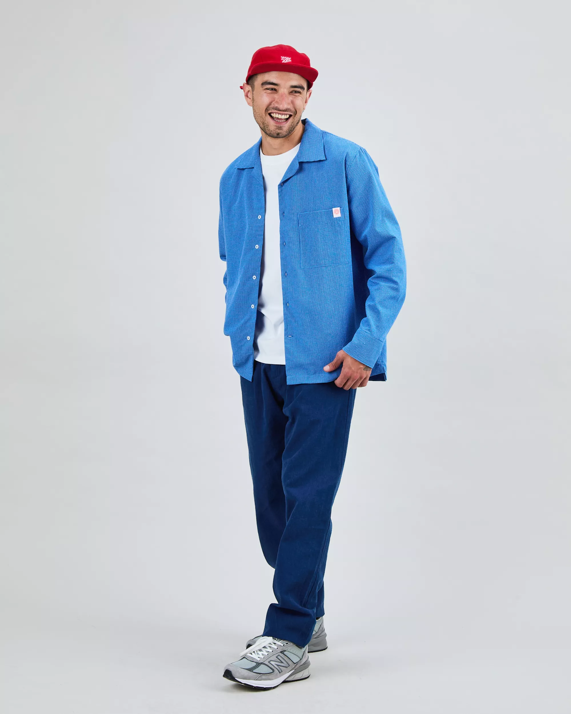 Asis Percales Daisy Checks Oversize Shirt Blue - Image 3