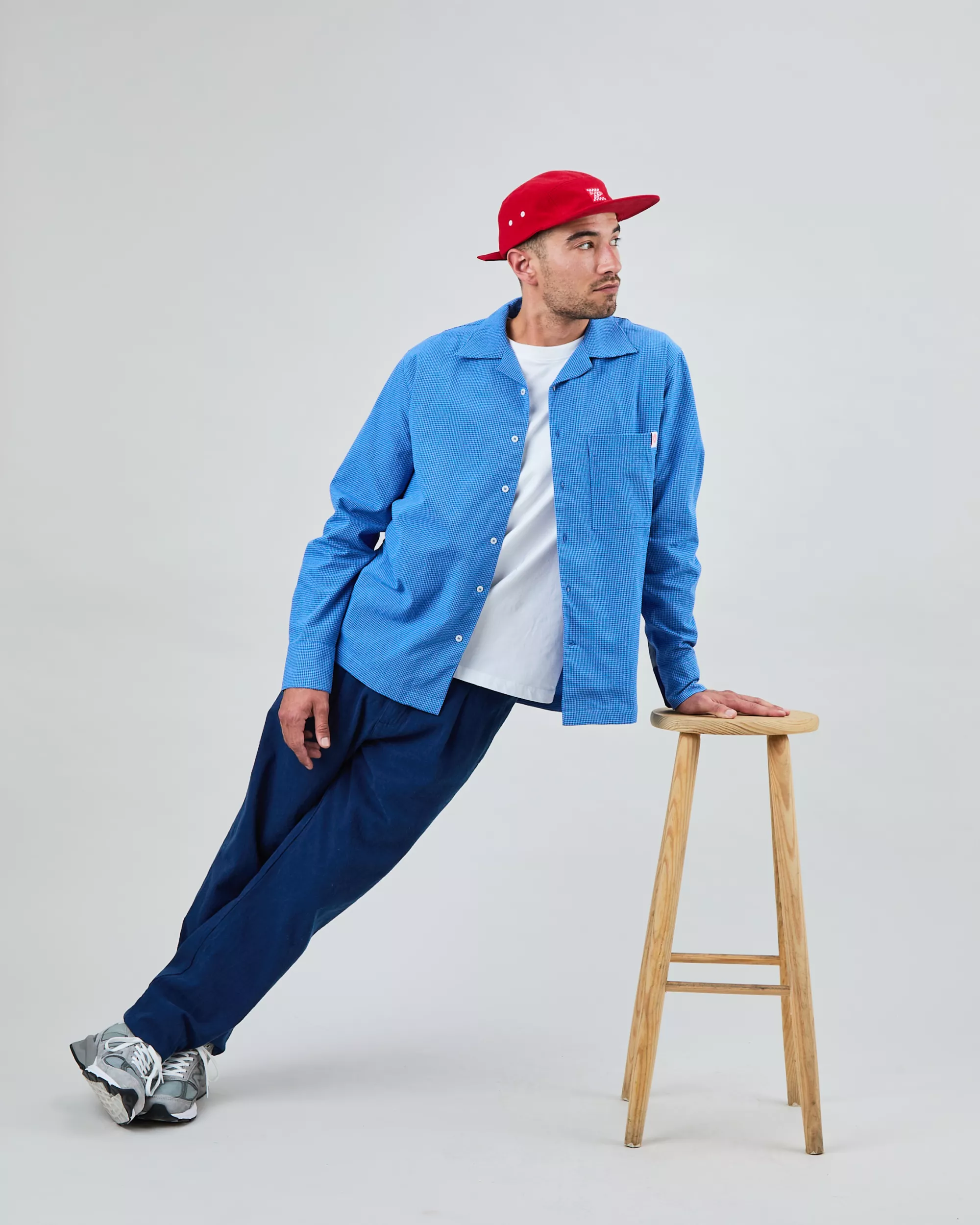 Asis Percales Daisy Checks Oversize Shirt Blue - Image 7