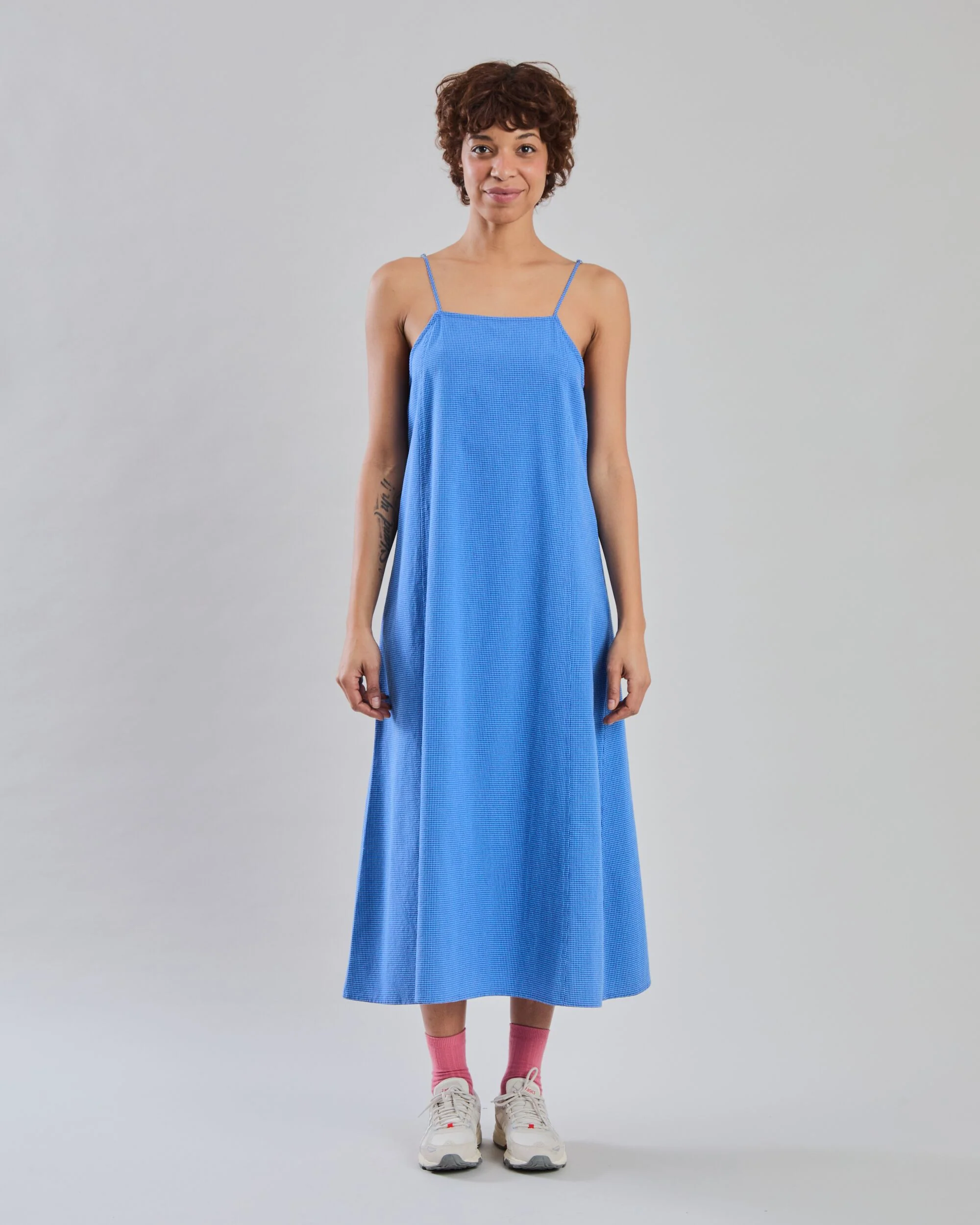 Checks Strappy Straight Dress Blue - Image 2