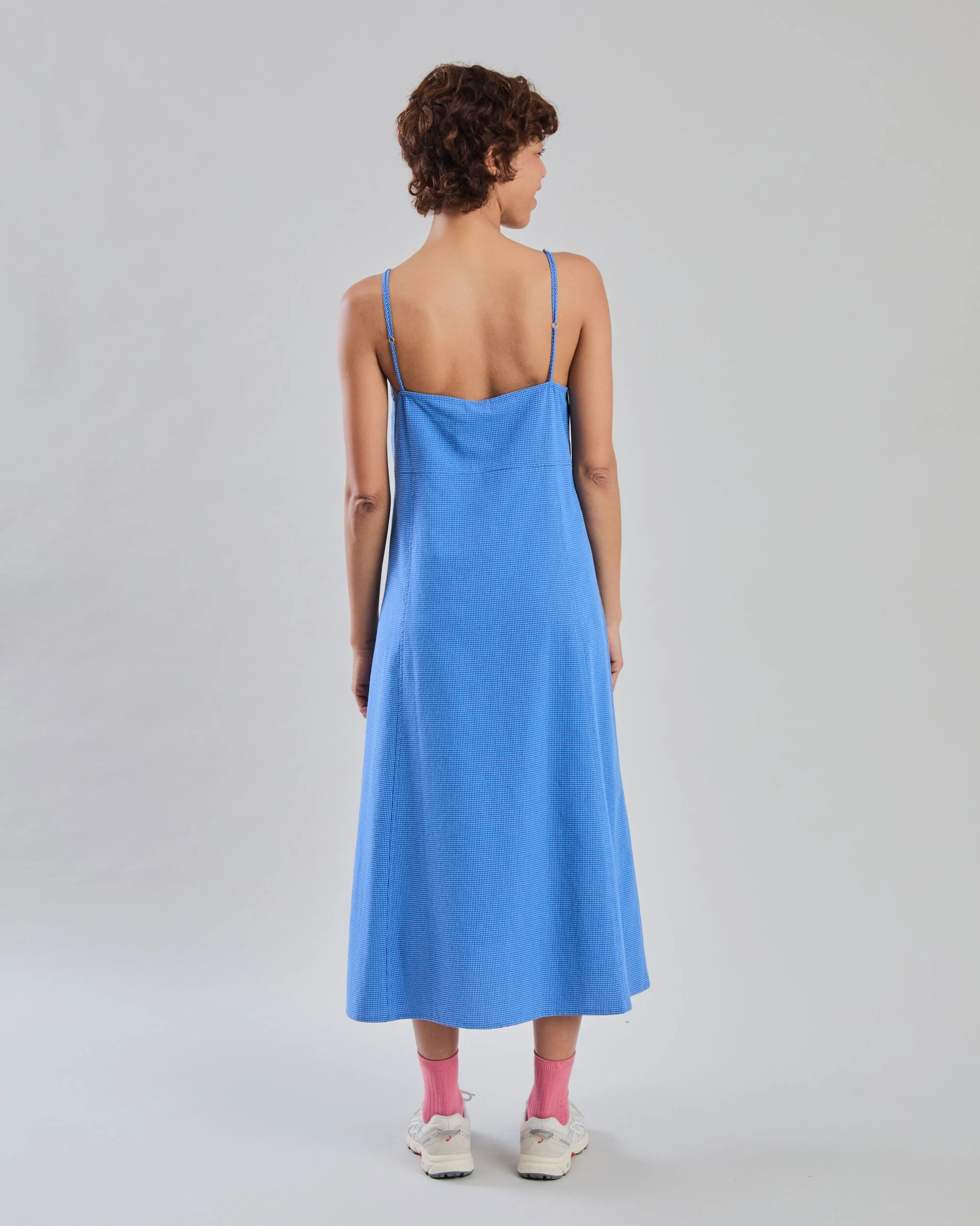 Checks Strappy Straight Dress Blue - Image 4