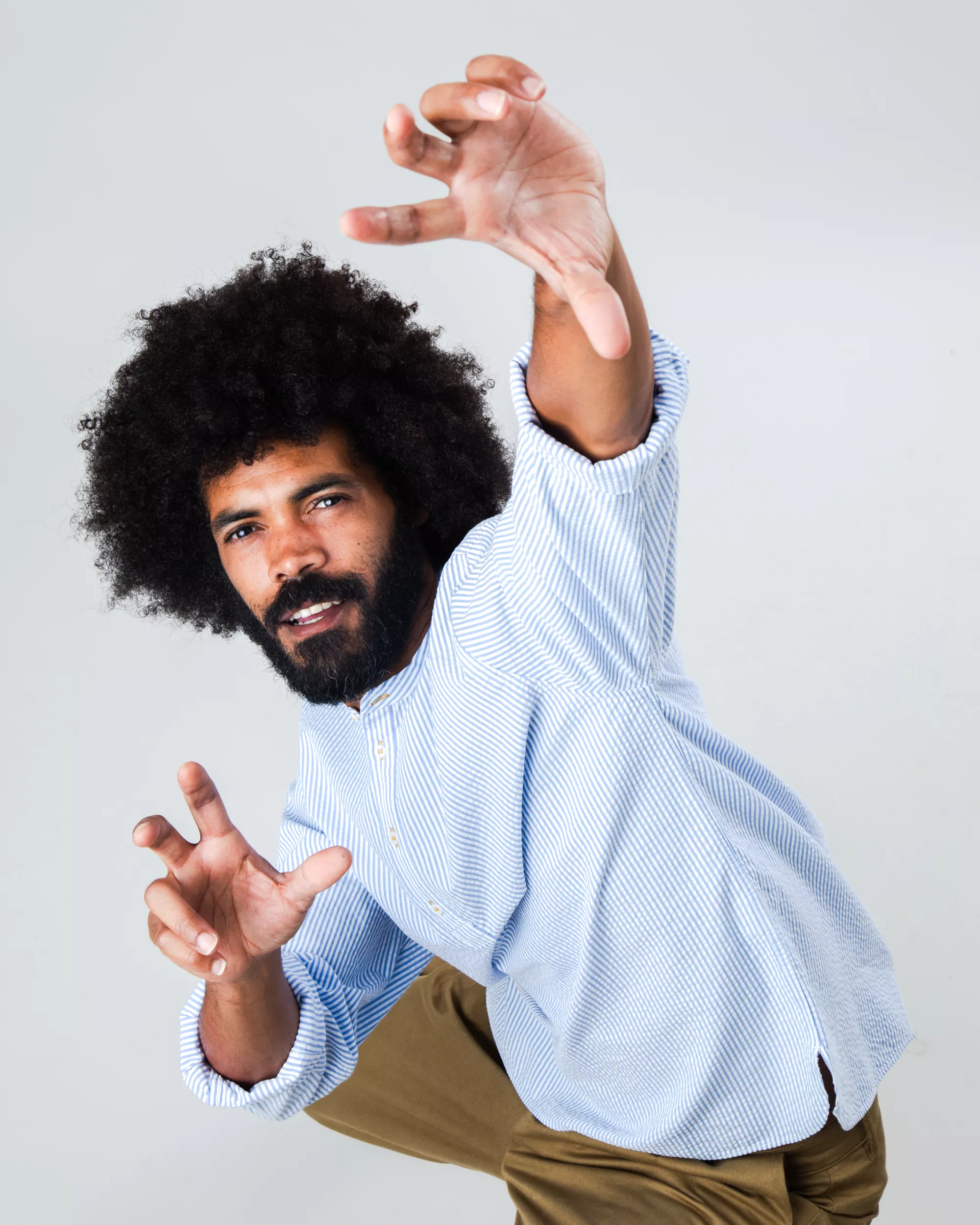 Seersucker Henley Shirt Blue - Image 6