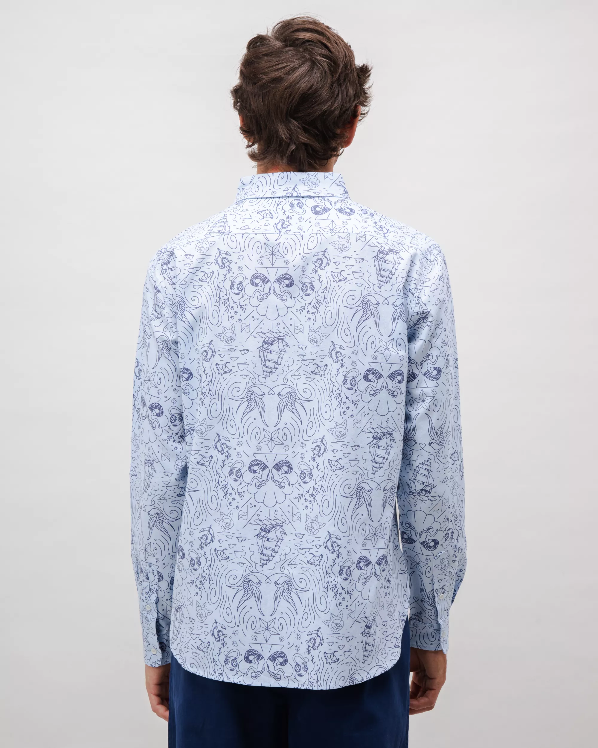 Seven Seas Oxford Cotton Shirt Blue - Image 5