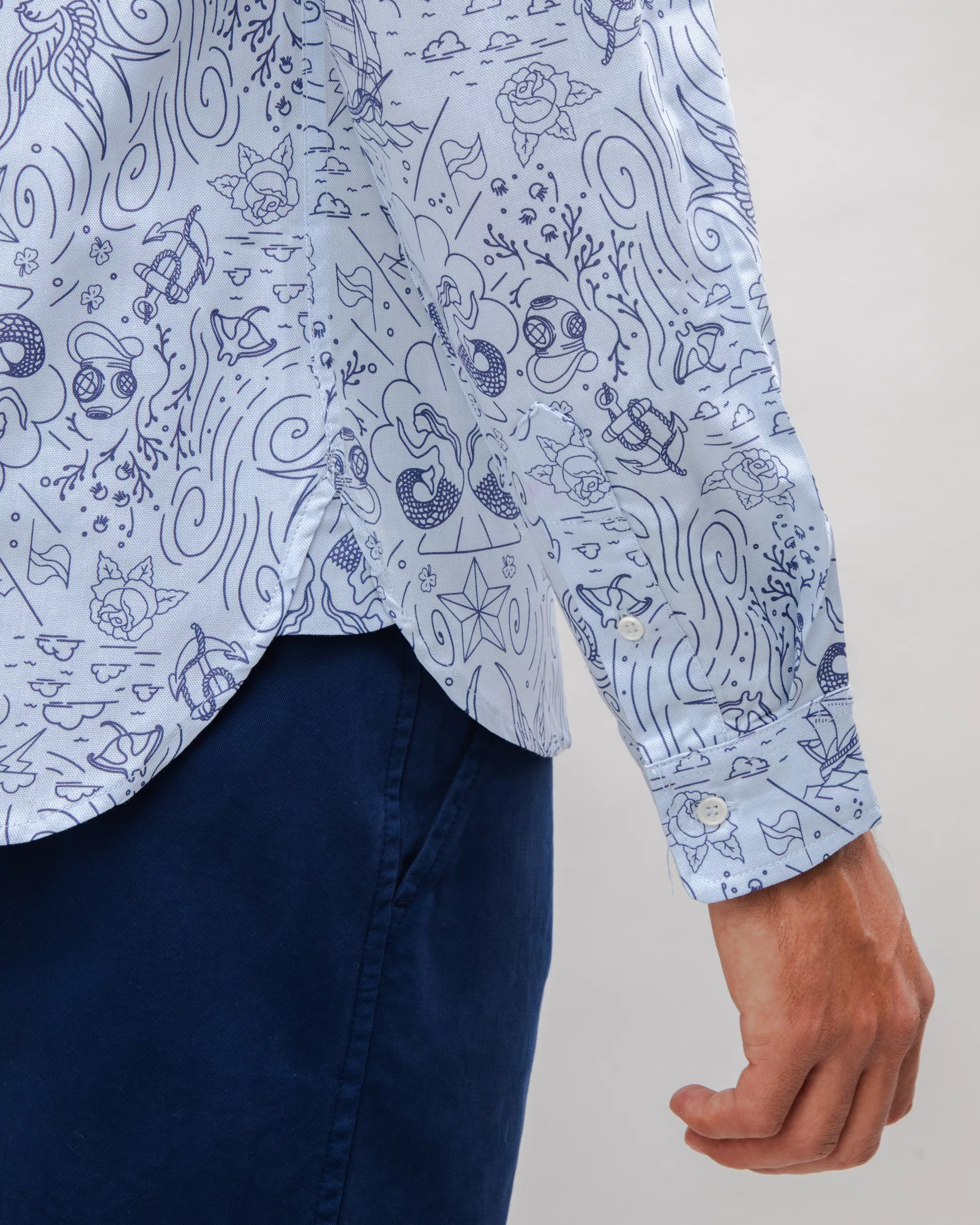 Seven Seas Oxford Cotton Shirt Blue - Image 6