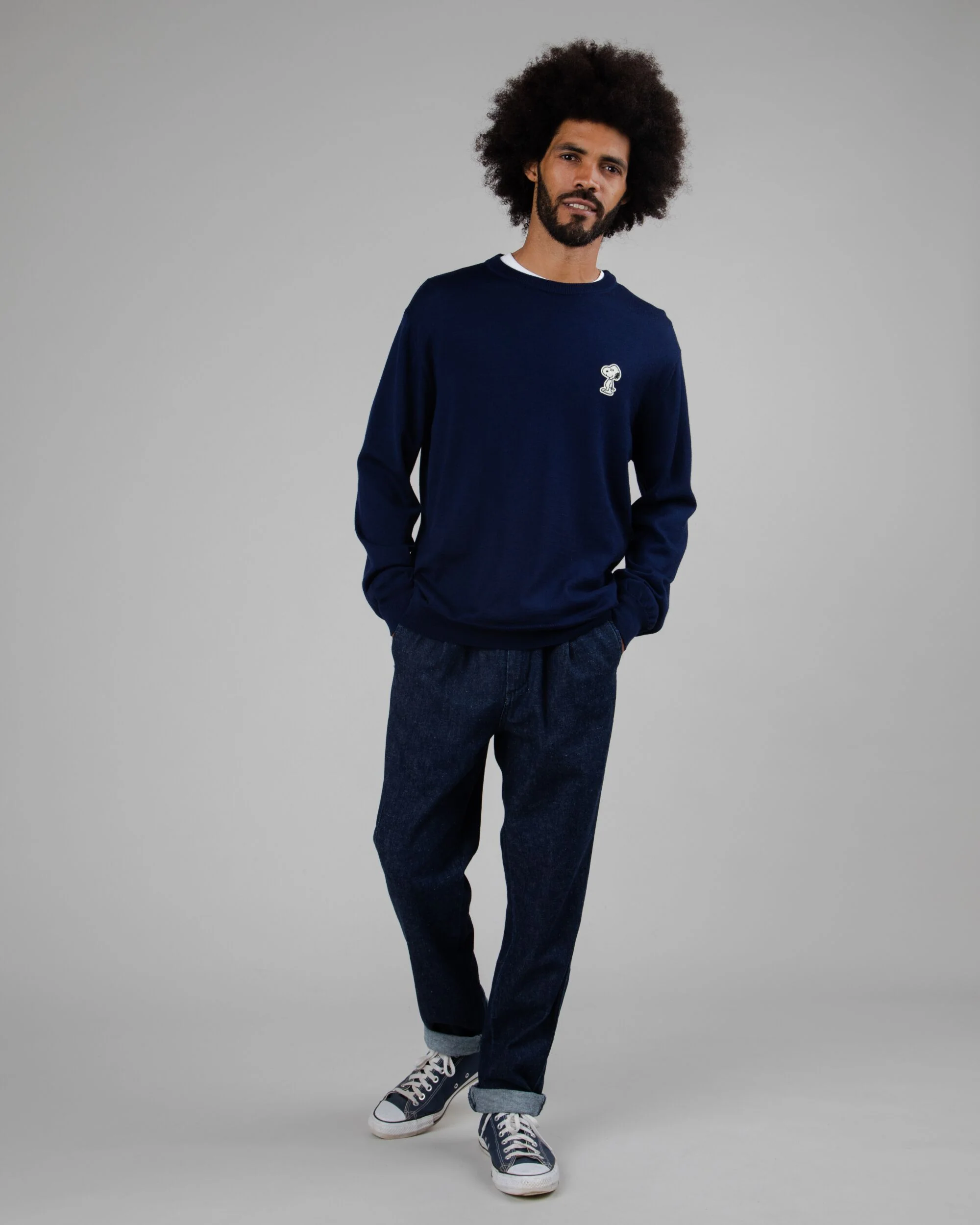 Snoopy Patch Wool Sweater Navy - Image 3