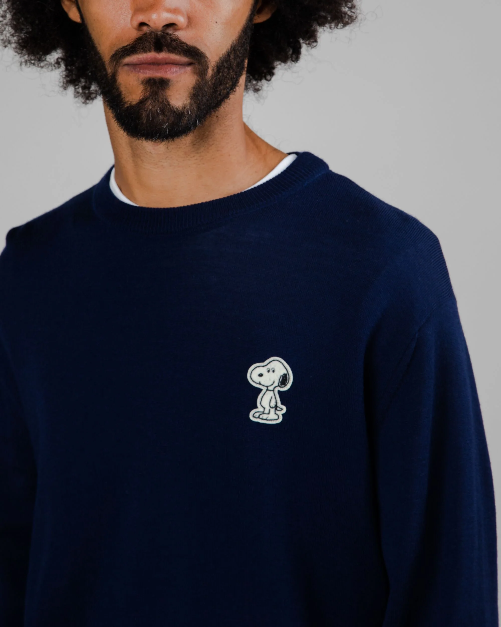 Snoopy Patch Wool Sweater Navy - Image 4