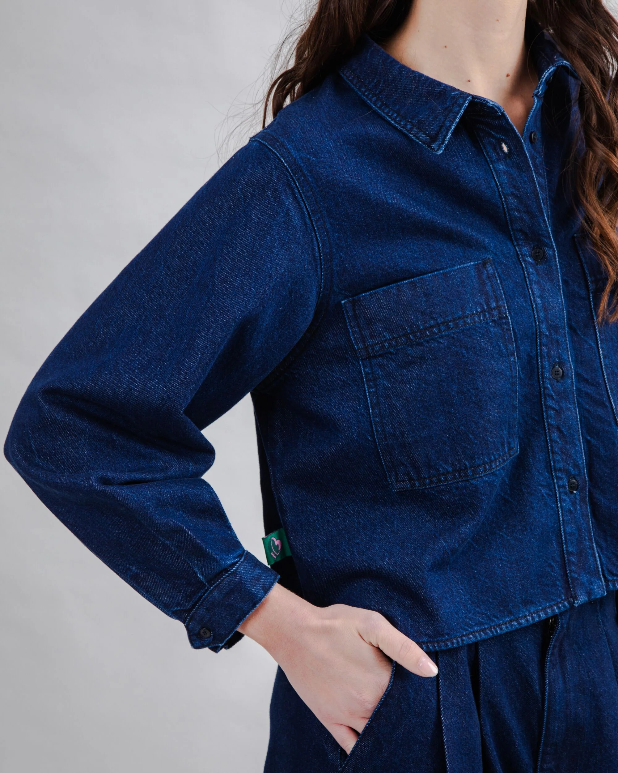 Raw Denim Boxy Shirt Blue - Image 7