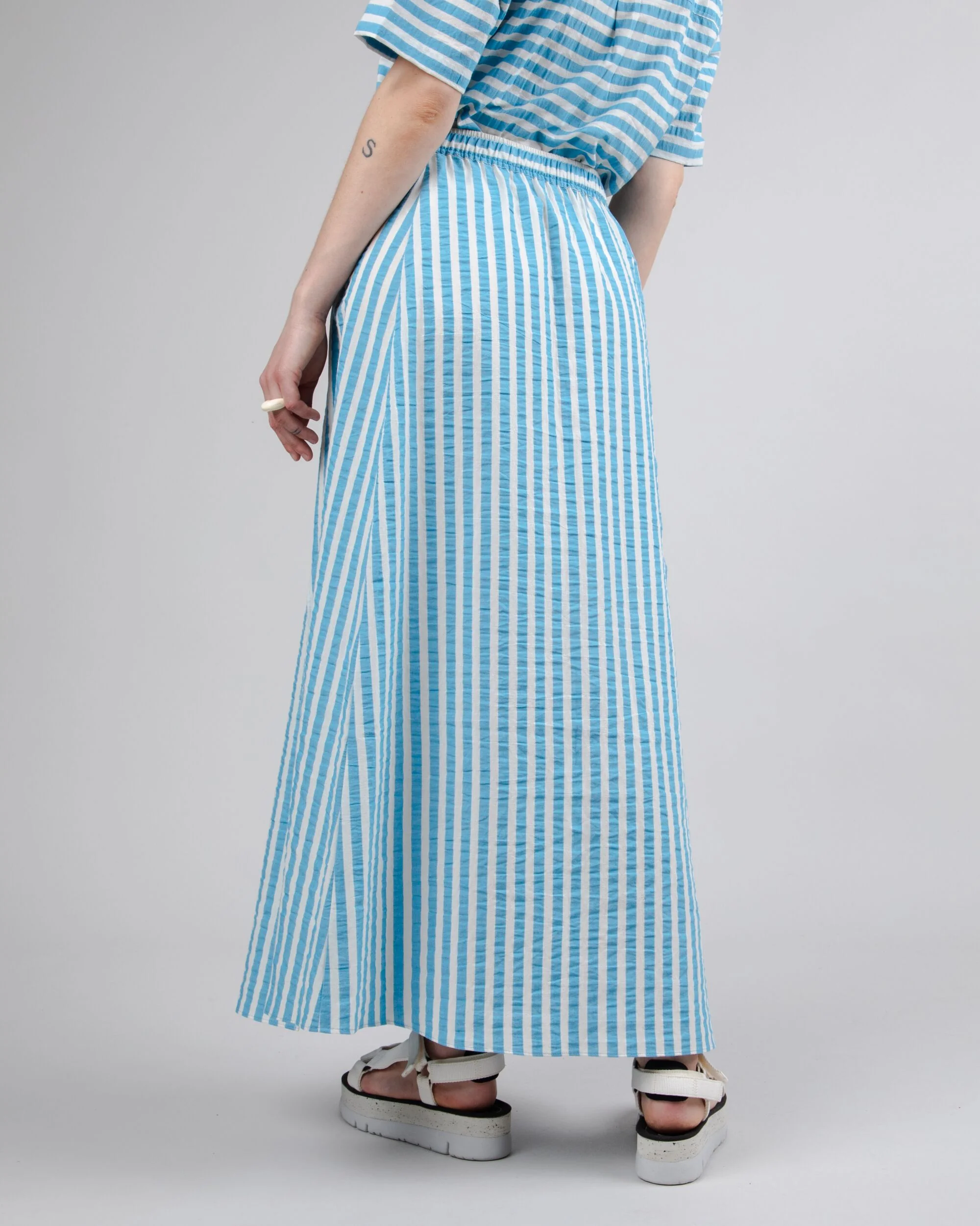 Stripes Long Skirt Blue - Image 4