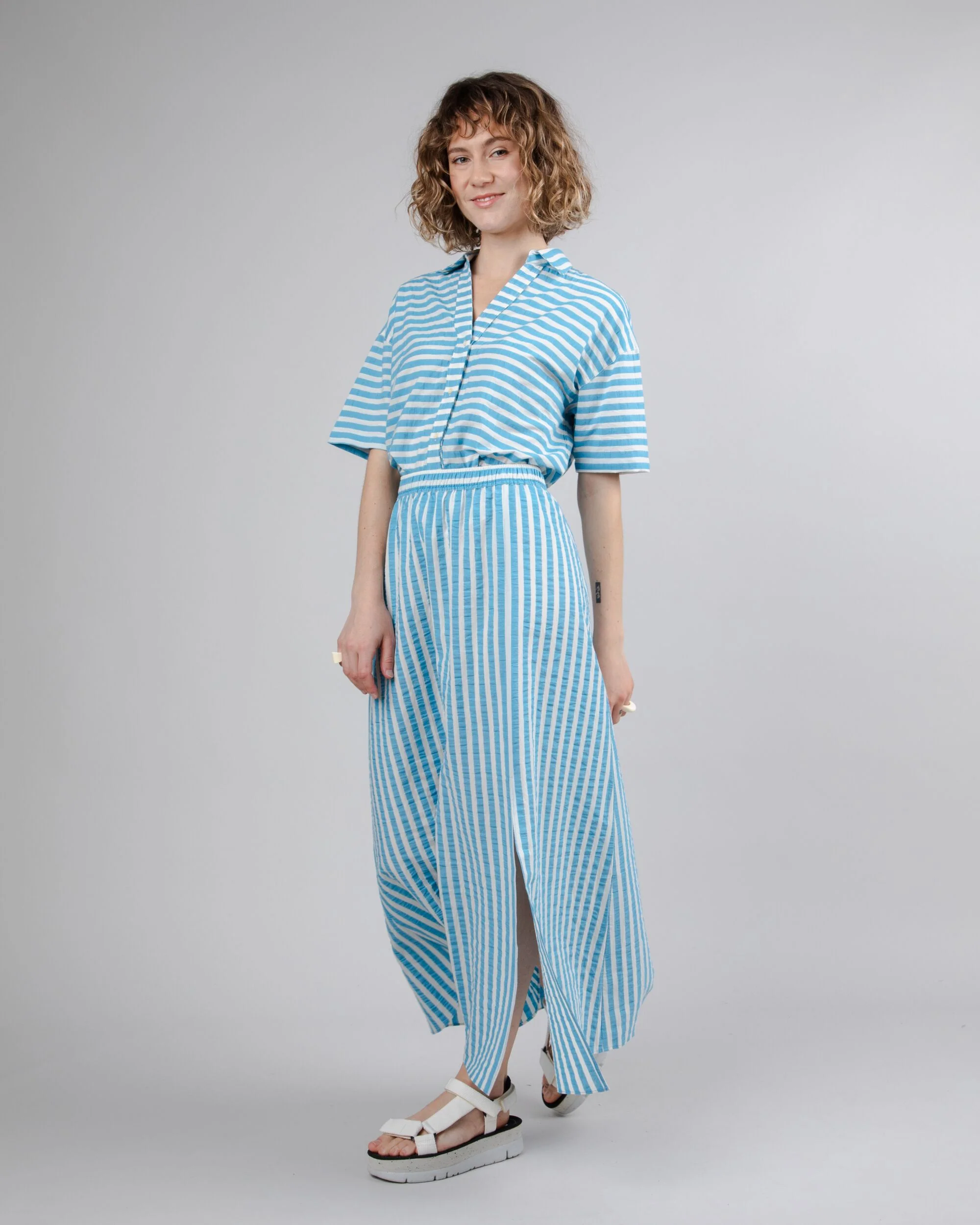 Stripes Long Skirt Blue - Image 6