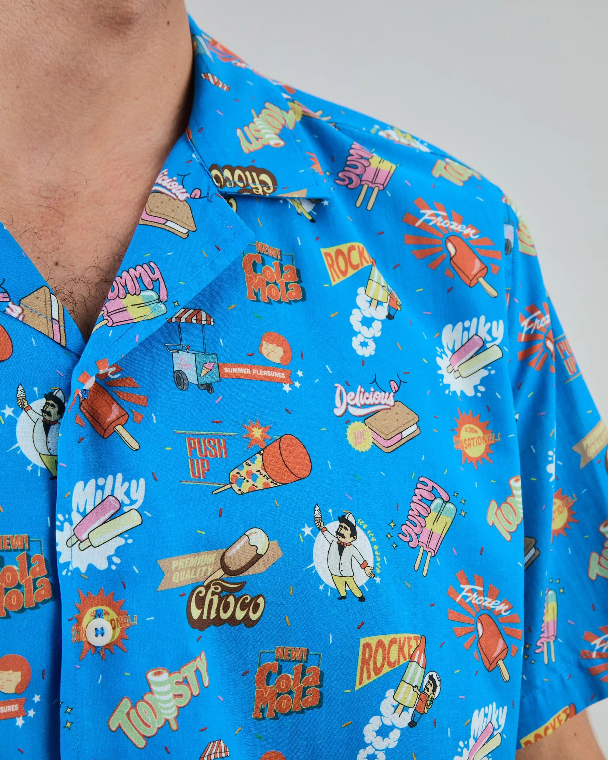 Summer Ice Cream Aloha Shirt Blue - Image 4