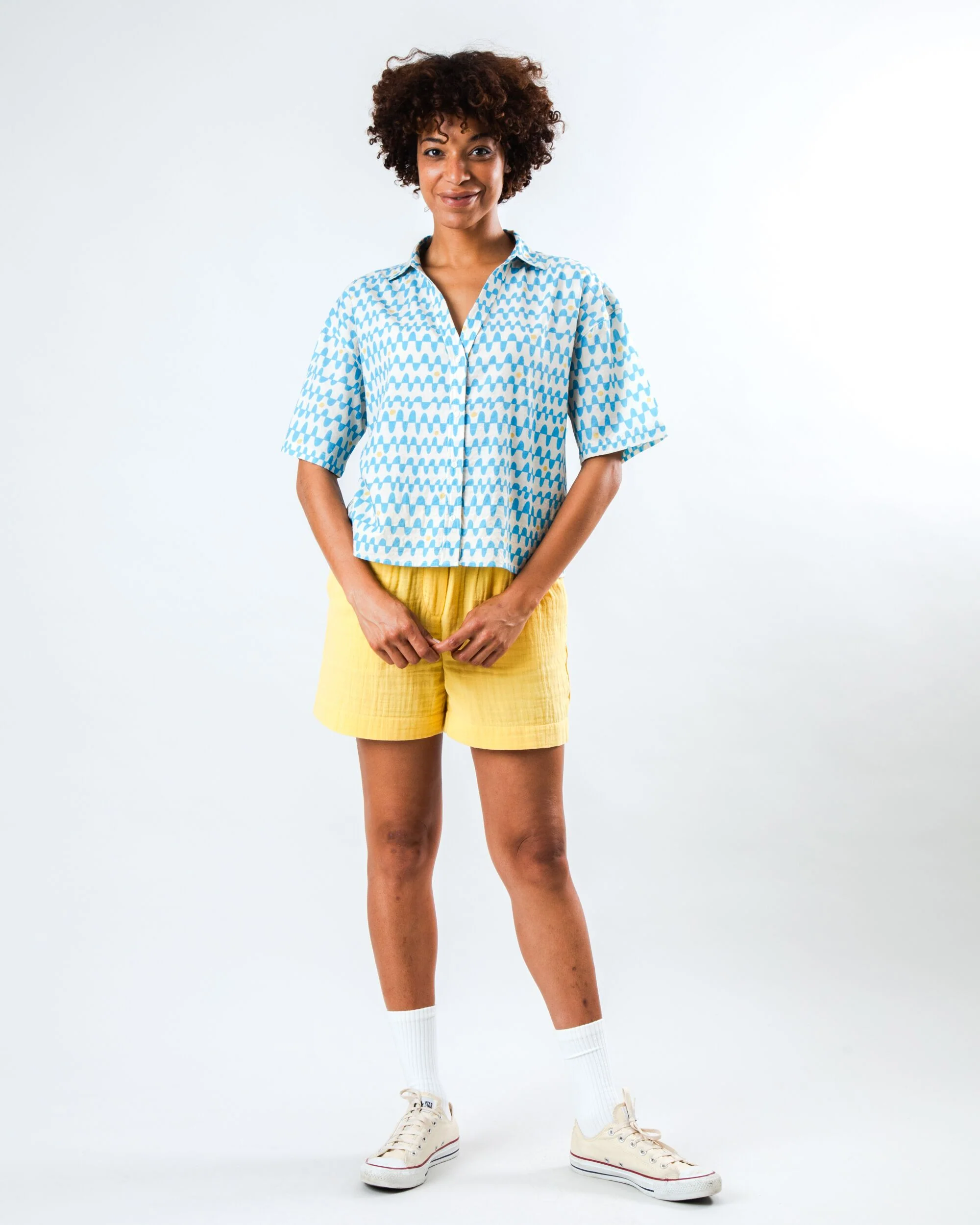Sunset Cropped Blouse Blue - Image 3