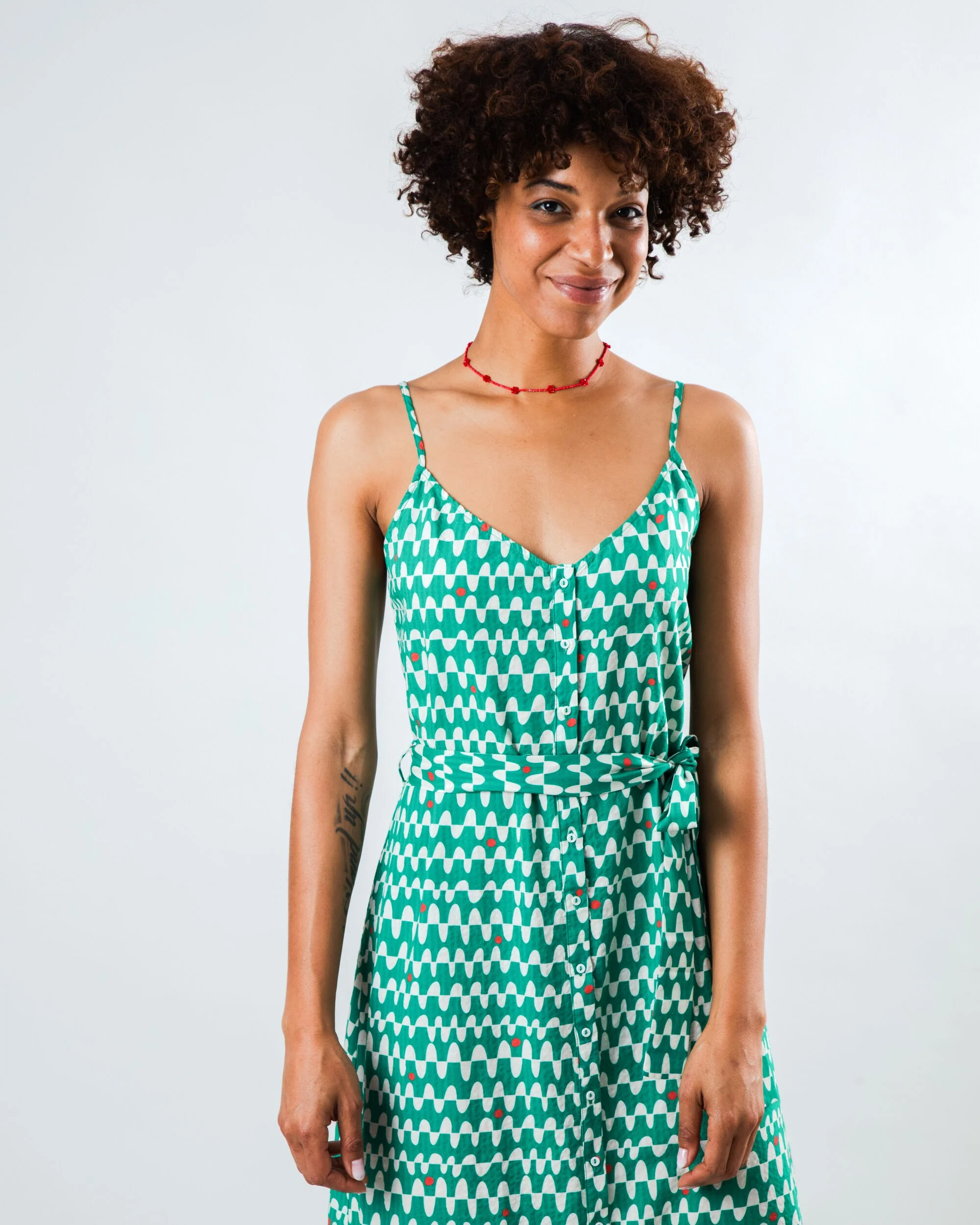 Sunset Strap Dress Green - Image 2