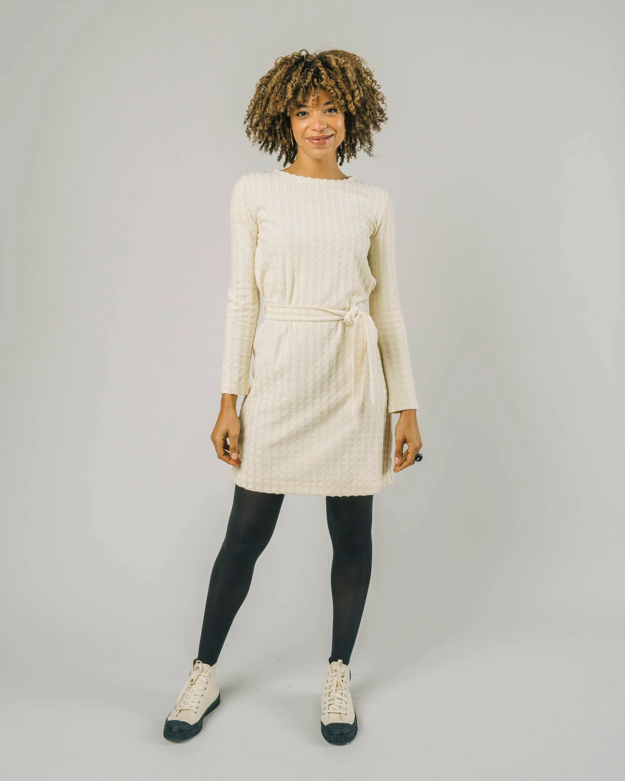 Terry Belted Dress Beige - Image 6
