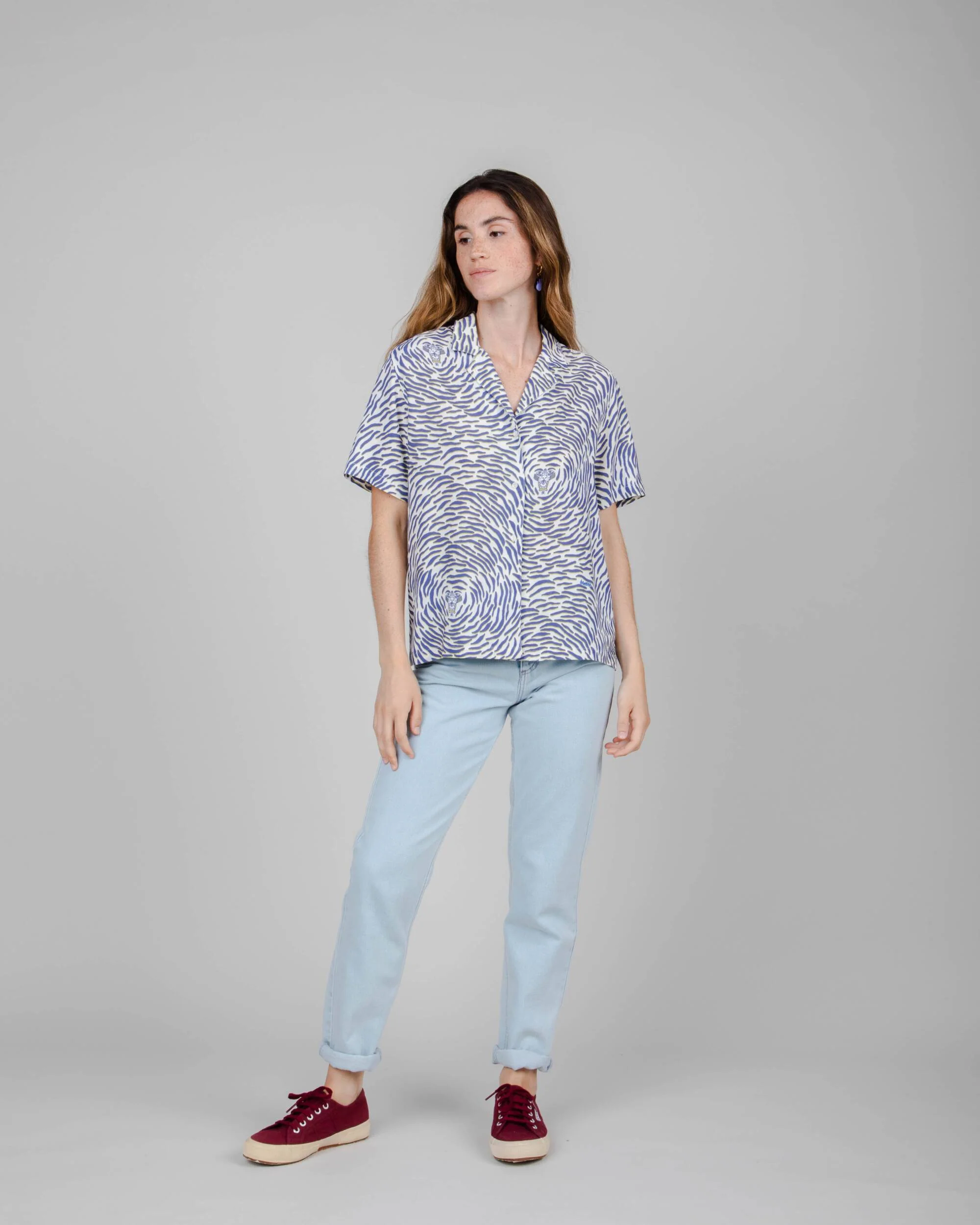 Asis Percales Tiger Aloha Blouse White - Image 2