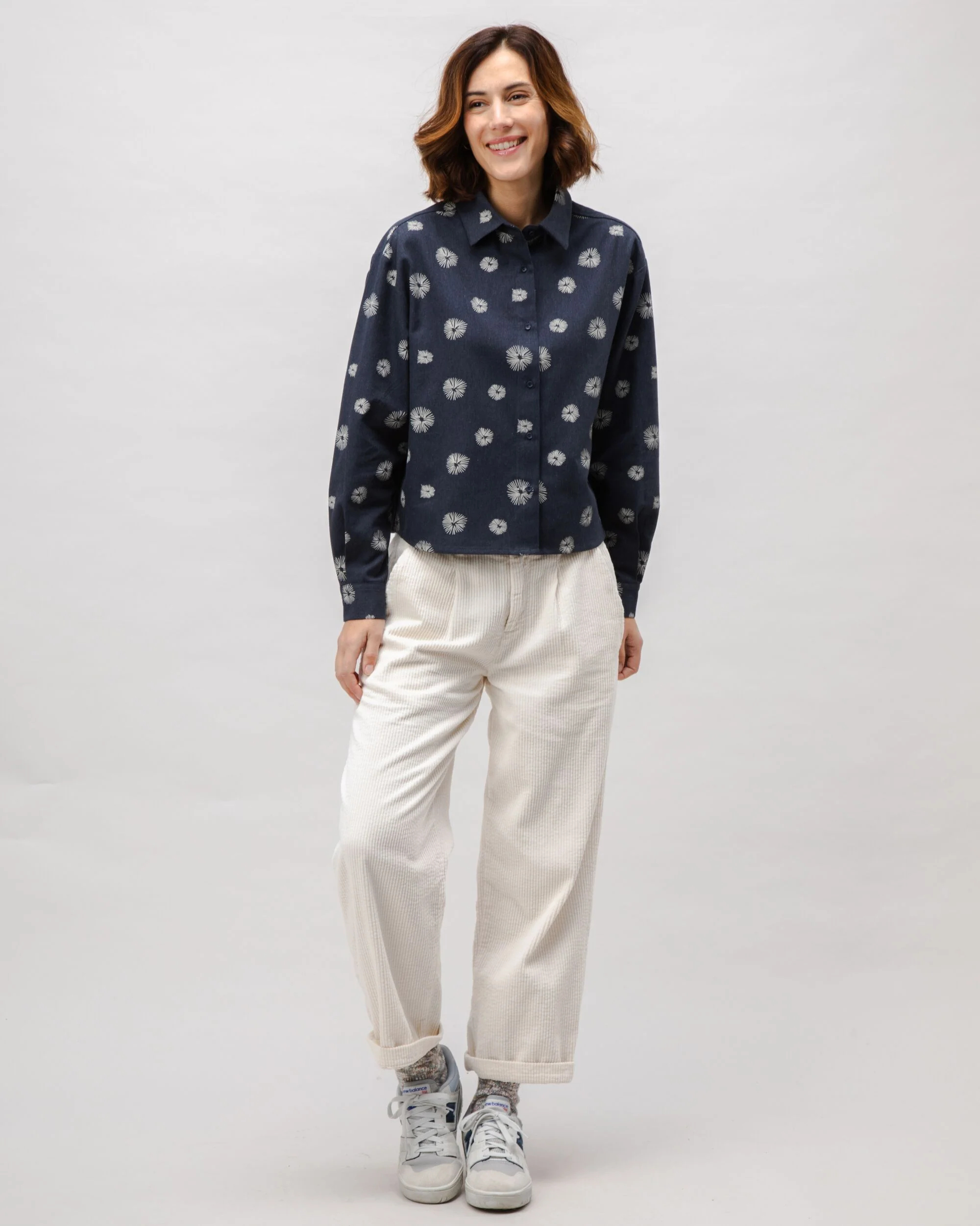 Urchin Boxy Flannel Blouse Navy - Image 3