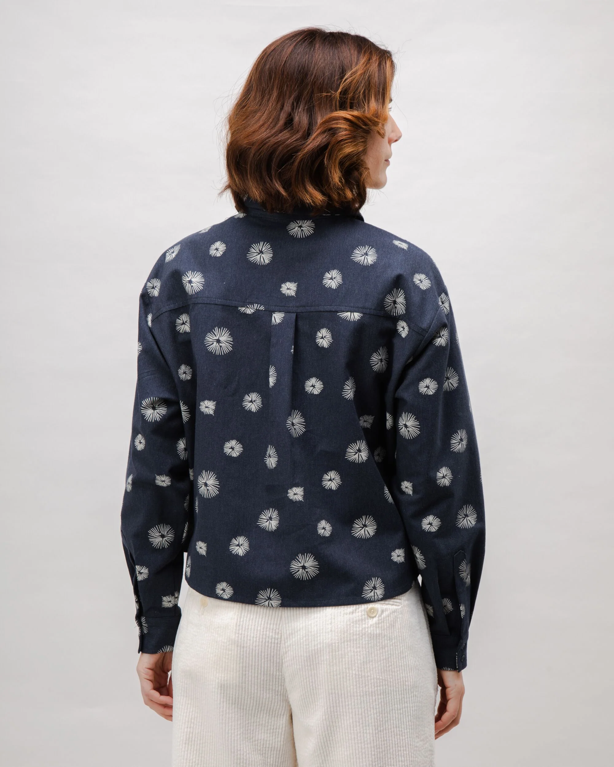 Urchin Boxy Flannel Blouse Navy - Image 5