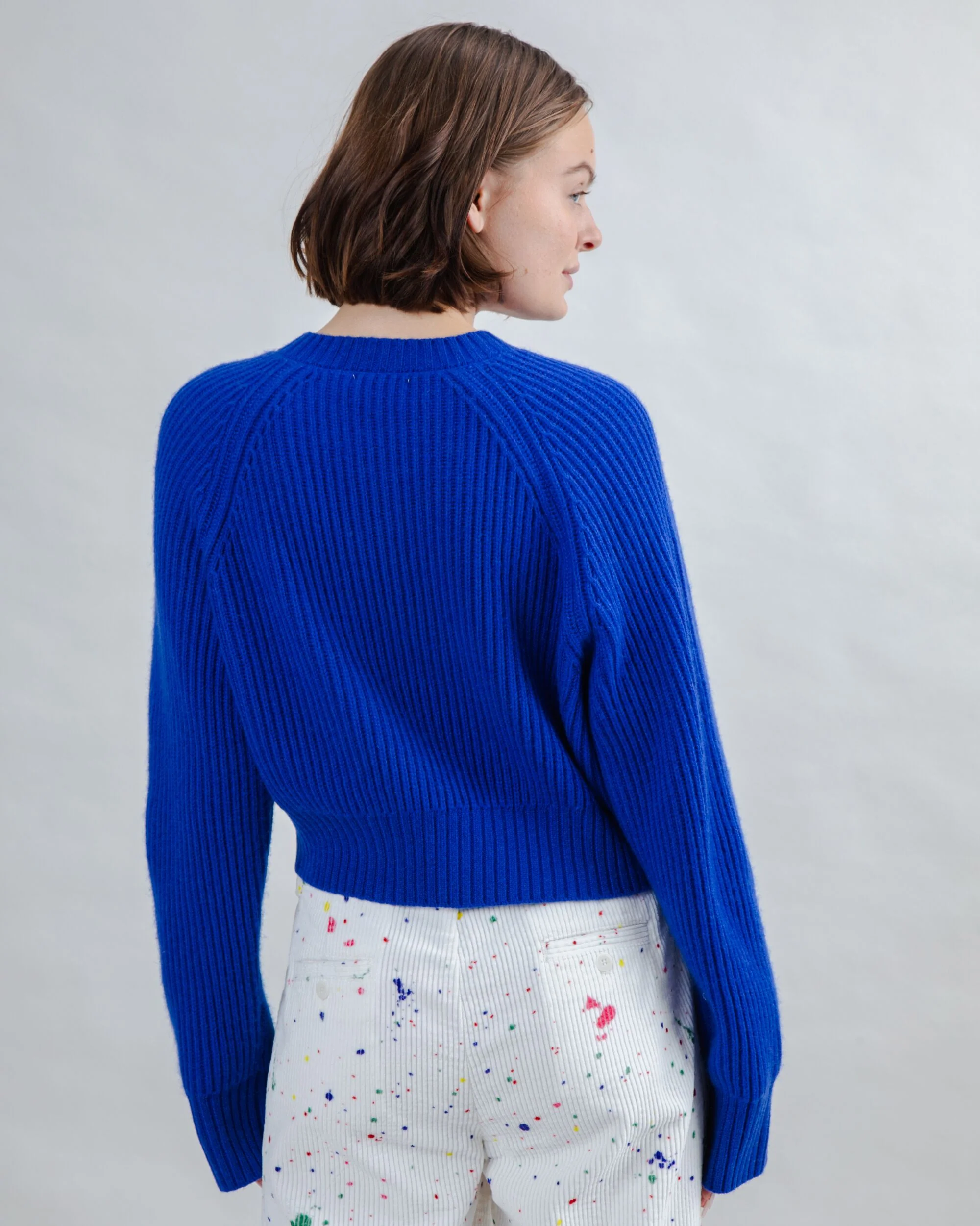 Wool Cropped Cardigan Blue Klein - Image 5