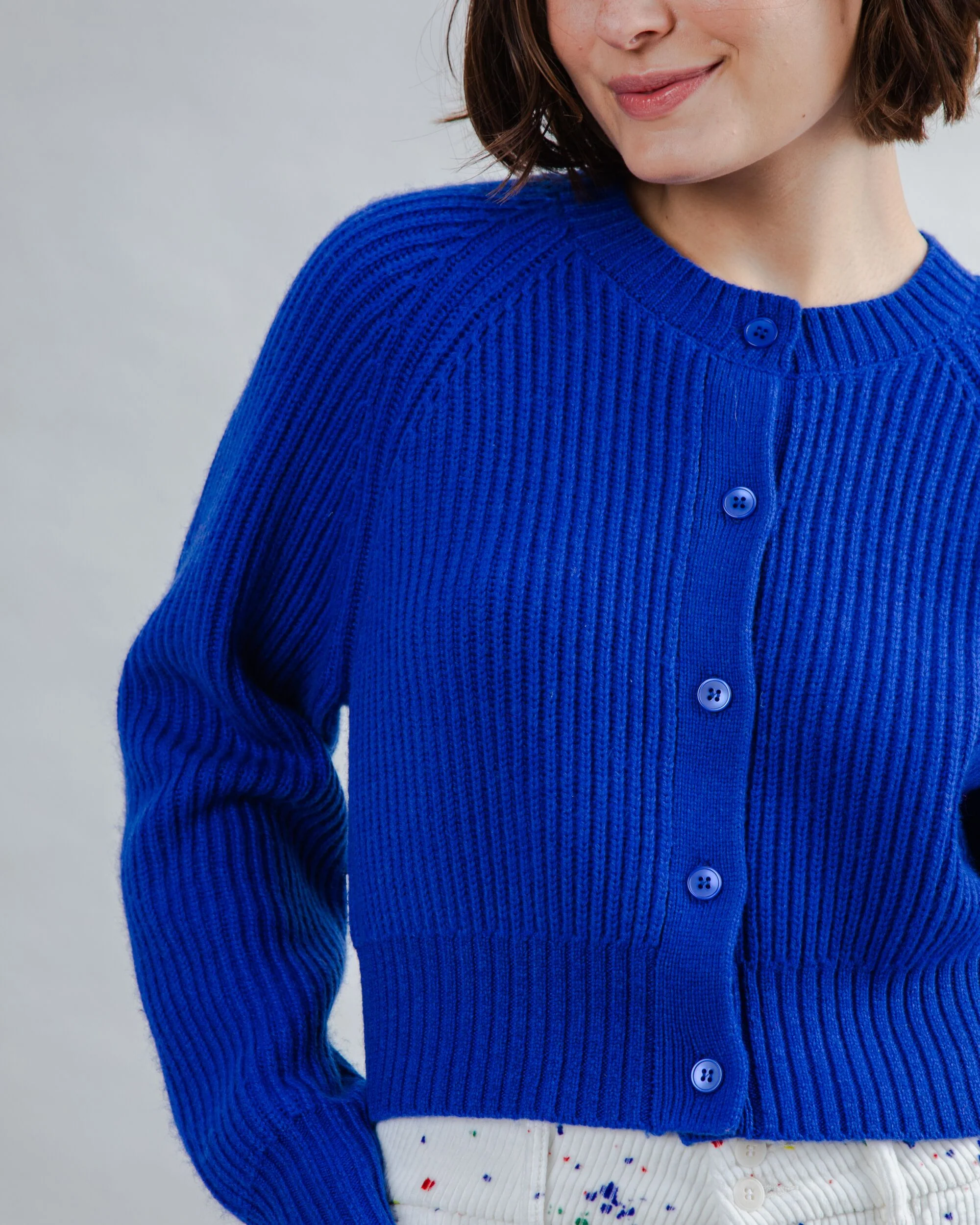 Wool Cropped Cardigan Blue Klein - Image 6